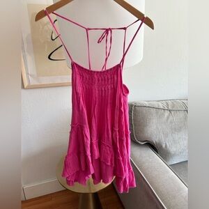 Anthropologie Celandine Pink Sleeveless Pleated Babydoll Mini Dress Size XS
